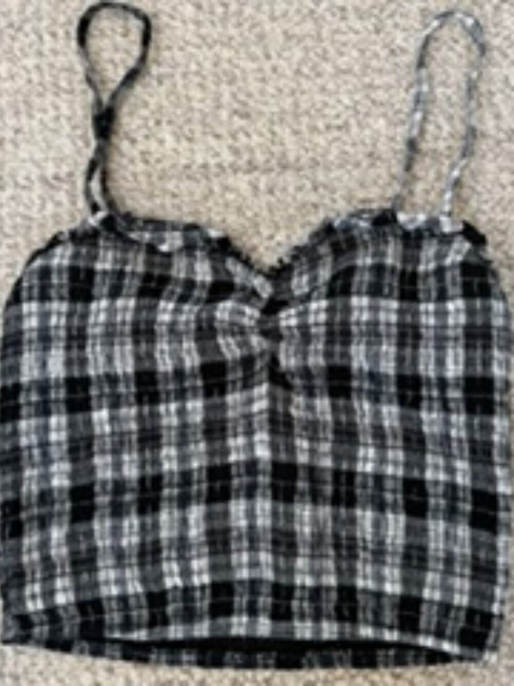 American Eagle Black & White Plaid Halter Top